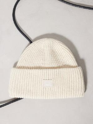 Acne Studios - Pana Face-patch Wool Beanie - Womens - Beige - ONE SIZE