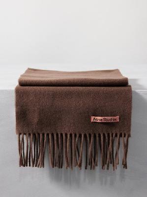 Acne Studios - Canada Fringed Wool Scarf - Womens - Brown - ONE SIZE
