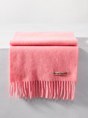 Acne Studios - Canada Fringed Wool Scarf - Womens - Bright Pink - ONE SIZE
