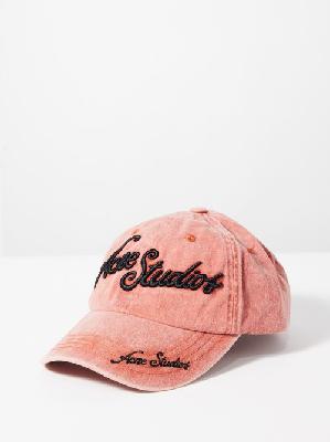 Acne Studios - Logo-embroidered Washed Cotton-twill Cap - Mens - Pink - ONE SIZE