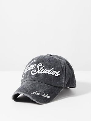 Acne Studios - Logo-embroidered Washed Cotton-twill Cap - Mens - Grey - ONE SIZE