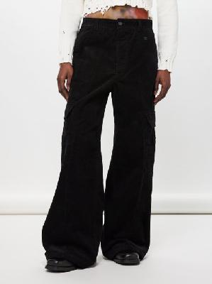 Acne Studios - Face-patch Cotton-corduroy Wide-leg Trousers - Womens - Black - XXS