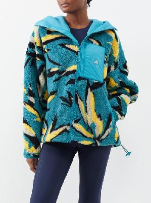 Adidas By Stella Mccartney - Abstract-jacquard Recycled-fibre Fleece Jacket - Womens - Blue Multi - L