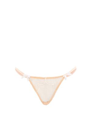 Agent Provocateur - Lorna Scallop-embroidered Mesh G-string - Womens - Nude