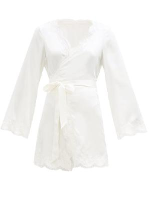 Agent Provocateur - Amelea Leavers Lace-trimmed Silk-blend Satin Robe - Womens - Ivory
