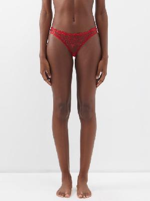 Agent Provocateur - Ozella Floral-lace Tulle Briefs - Womens - Red - 2