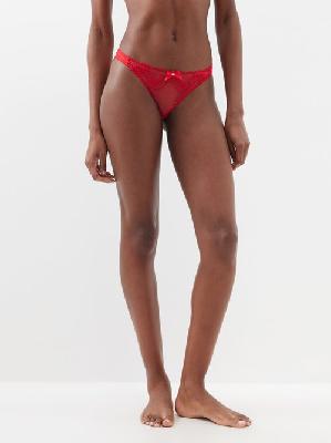 Agent Provocateur - Yuma Embroidered Lace Briefs - Womens - Red - 1