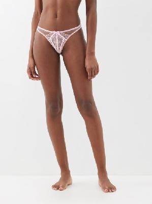 Agent Provocateur - Rozlyn Floral-lace Tulle Thong - Womens - Light Pink - 1