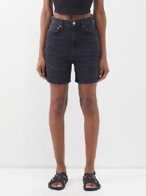 Agolde - Stella Organic-cotton Denim Shorts - Womens - Black - 23