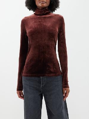 Agolde - Pascale High-neck Velvet Top - Womens - Brown - L
