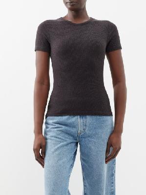 Agolde - Harri Ribbed Jersey T-shirt - Womens - Dark Grey - XL