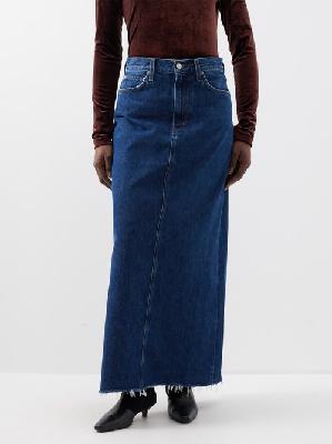 Agolde - Hilla Organic-cotton Blend Denim Maxi Skirt - Womens - Blue - 23