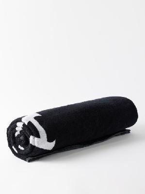 Alaïa - Logo-jacquard Cotton-terry Towel - Womens - Black White - ONE SIZE