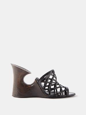 Alaïa - La Sculpture 100 Leather And Wood Wedge Sandals - Womens - Black - 36 EU/IT