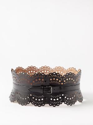 Alaïa - Perforated Leather Belt - Womens - Black - 85