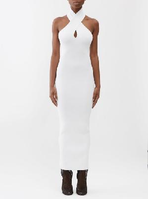 Alaïa - Halterneck Ribbed-knit Dress - Womens - White - 34 FR