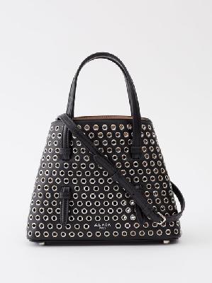 Alaïa - Mina 20 Small Eyelet-embellished Leather Handbag - Womens - Black Silver - ONE SIZE
