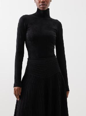 Alaïa - High-neck Chenille-jersey Bodysuit - Womens - Black - 34 FR