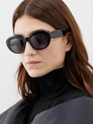 Alaïa - Oval Acetate Sunglasses - Womens - Black - ONE SIZE