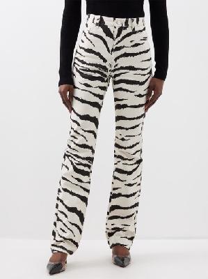 Alaïa - High-rise Tiger-print Jeans - Womens - Black White - 34 FR