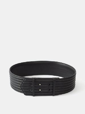 Alaïa - Ribbed Leather Belt - Womens - Black - 65