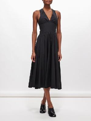 Alaïa - Flared Cotton-poplin Midi Dress - Womens - Black - 34 FR