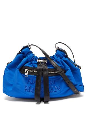 Alexander Mcqueen - The Bundle Logo-embroidered Faille Bag - Womens - Blue
