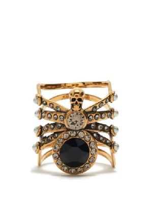 Alexander Mcqueen - Crystal-embellished Spider Ring - Womens - Black Gold - 13