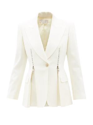 Alexander Mcqueen - Zipped Single-breasted Wool-crepe Suit Jacket - Womens - Ivory