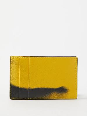 Alexander Mcqueen - Spray-paint Leather Cardholder - Mens - Black Yellow