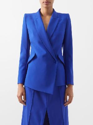 Alexander Mcqueen - Oblique Wool-crepe Suit Jacket - Womens - Blue