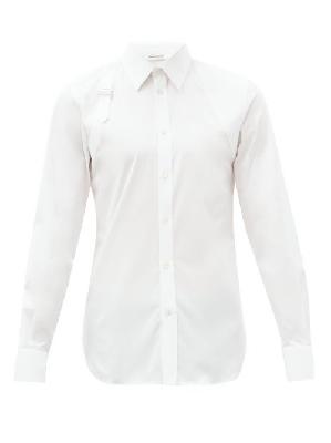 Alexander Mcqueen - Harness Piqué-panelled Cotton-blend Poplin Shirt - Mens - White - 15