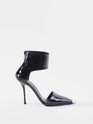 Alexander Mcqueen - Punk 105 Metal-toecap Patent-leather Pumps - Womens - Black Silver