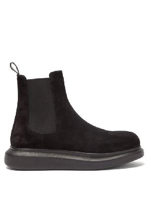 Alexander Mcqueen - Hybrid Exaggerated-sole Suede Chelsea Boots - Mens - Black