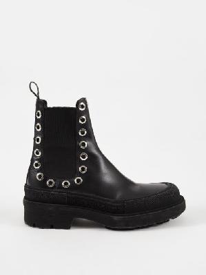 Alexander Mcqueen - Stack Eyelet-studded Leather Chelsea Boots - Mens - Black