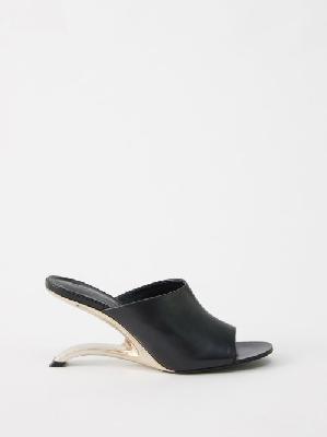 Alexander Mcqueen - Arc Leather Mules - Womens - Black Silver