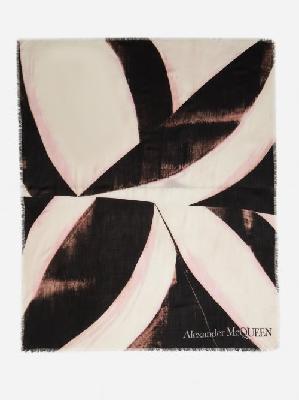 Alexander Mcqueen - Fringed Watercolour-print Wool Scarf - Mens - Pink Black