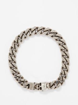 Alexander Mcqueen - Skull-clasp Curb-chain Bracelet - Mens - Silver - S