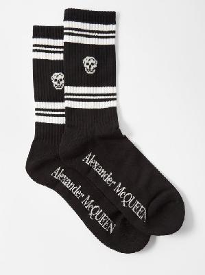 Alexander Mcqueen - Skull-jacquard Cotton-blend Socks - Mens - Black