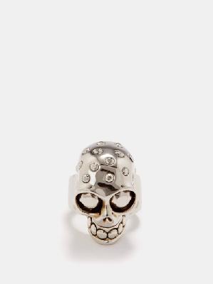Alexander Mcqueen - Crystal-embellished Skull Ring - Mens - Silver - 23