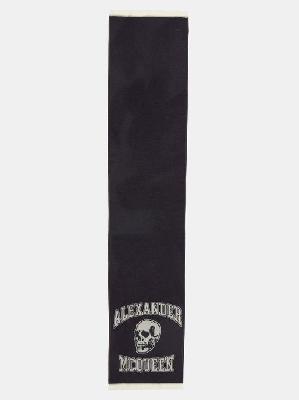 Alexander Mcqueen - Logo-jacquard Wool Scarf - Mens - Black