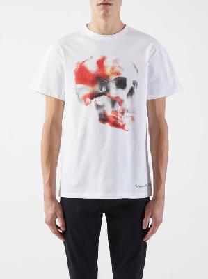 Alexander Mcqueen - Skull-print Cotton-jersey T-shirt - Mens - Black White Red - L