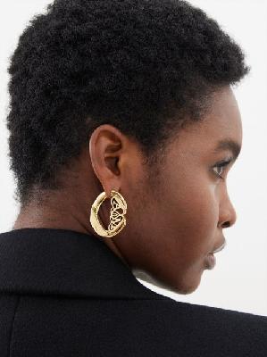Alexander Mcqueen - Logo-cutout Hoop Earrings - Womens - Brass - ONE SIZE