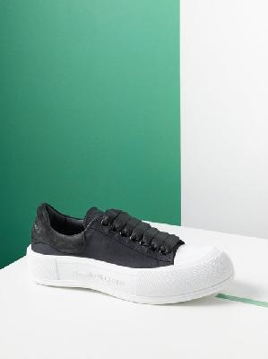 Alexander Mcqueen - Deck Canvas And Suede Trainers - Womens - Black White - 36 EU/IT
