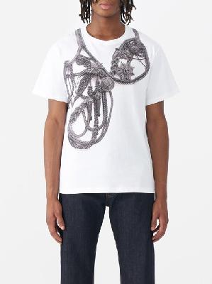 Alexander Mcqueen - Jewellery-print Cotton-jersey T-shirt - Mens - White Grey - M