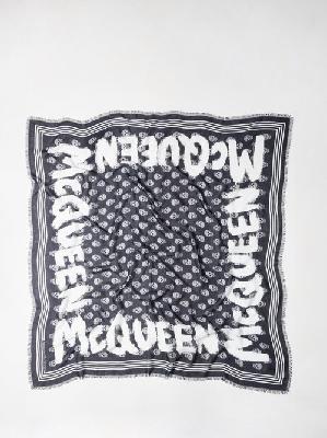 Alexander Mcqueen - Graffiti Logo Skull-print Modal Scarf - Mens - Black - ONE SIZE