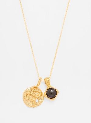 Alighieri - The Medusa & The Shield 24kt Gold-plated Necklace - Mens - Gold Black - ONE SIZE