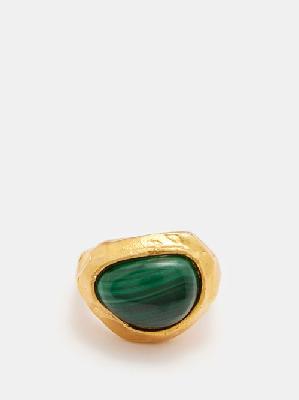 Alighieri - The Mountain Rising Malachite & Gold-plated Ring - Womens - Gold Green - L
