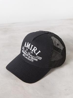 Amiri - Arts District-embroidered Cotton Trucker Cap - Mens - Black - ONE SIZE