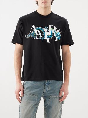 Amiri - Dragon Logo-print Cotton-jersey T-shirt - Mens - Black - L